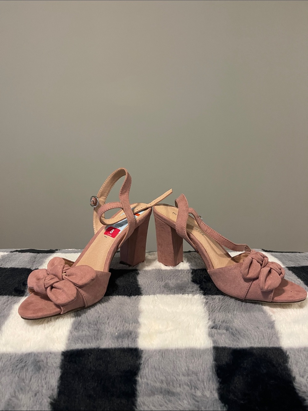 Madden Girl Dusty Rose Suede Knot Block Heel Sandals - Picture 4 of 5